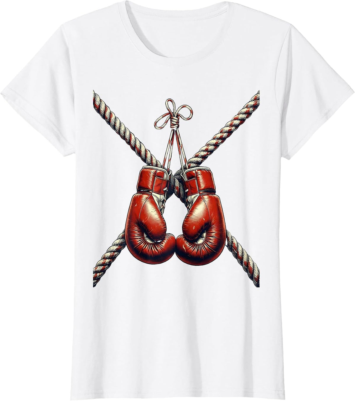 Boxing Gloves Corner Ropes Sports Graphic T-Shirt - White