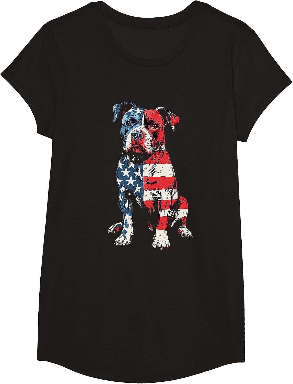 Patriotic Pitbull American Flag Dog Mom Pitbull Dad T-Shirt - Girls Black