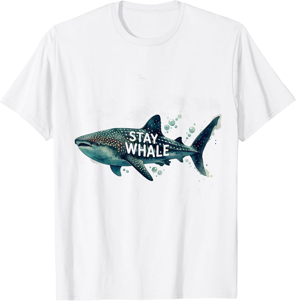Men's Stay Whale Funny Watercolor Whale Shark Ocean Wildlife Lover T-Shirt - White