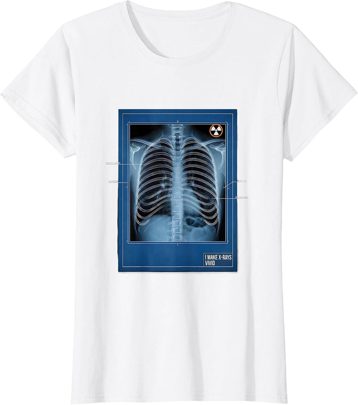Women's I Make X-Rays Vivid Technical Blueprint Radiology Tech Rad T-Shirt - White