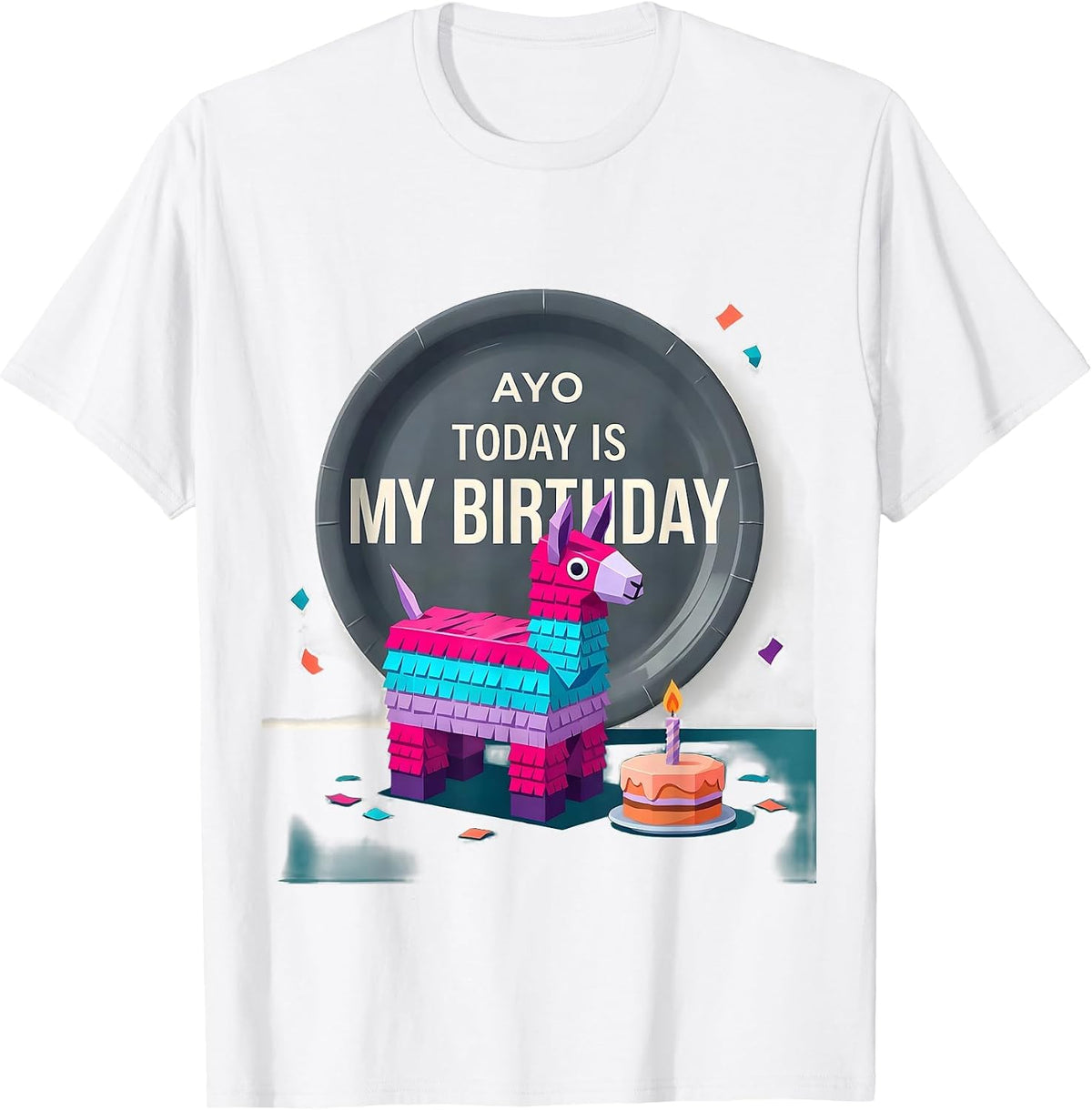Men's Ayo Today Is My Birthday Funny Llama Pinata Birthday Boy T-Shirt - White