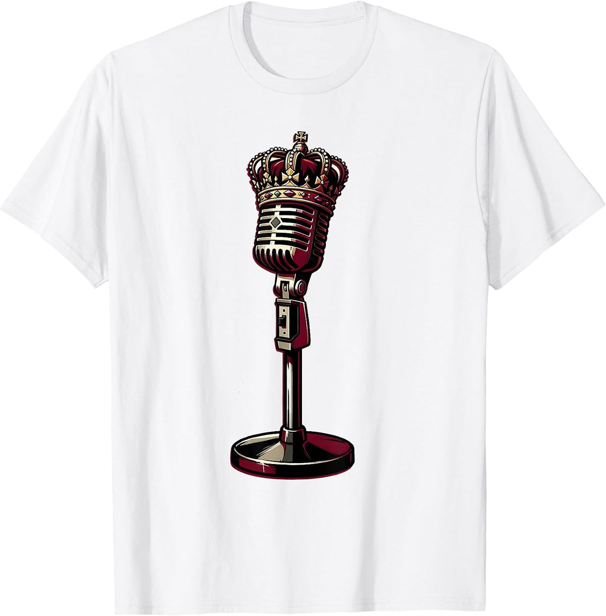 Men's Crown on a Mic Stand Master Debater Graphic T-Shirt - White