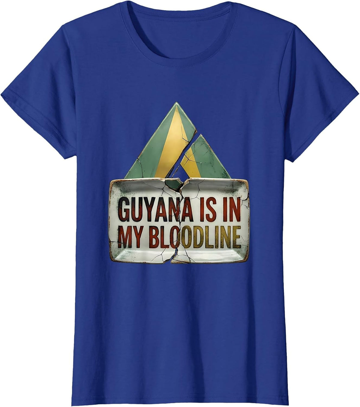 Women's Guyana Is In My Bloodline Distressed Heritage Pride T-Shirt - Royal Blue