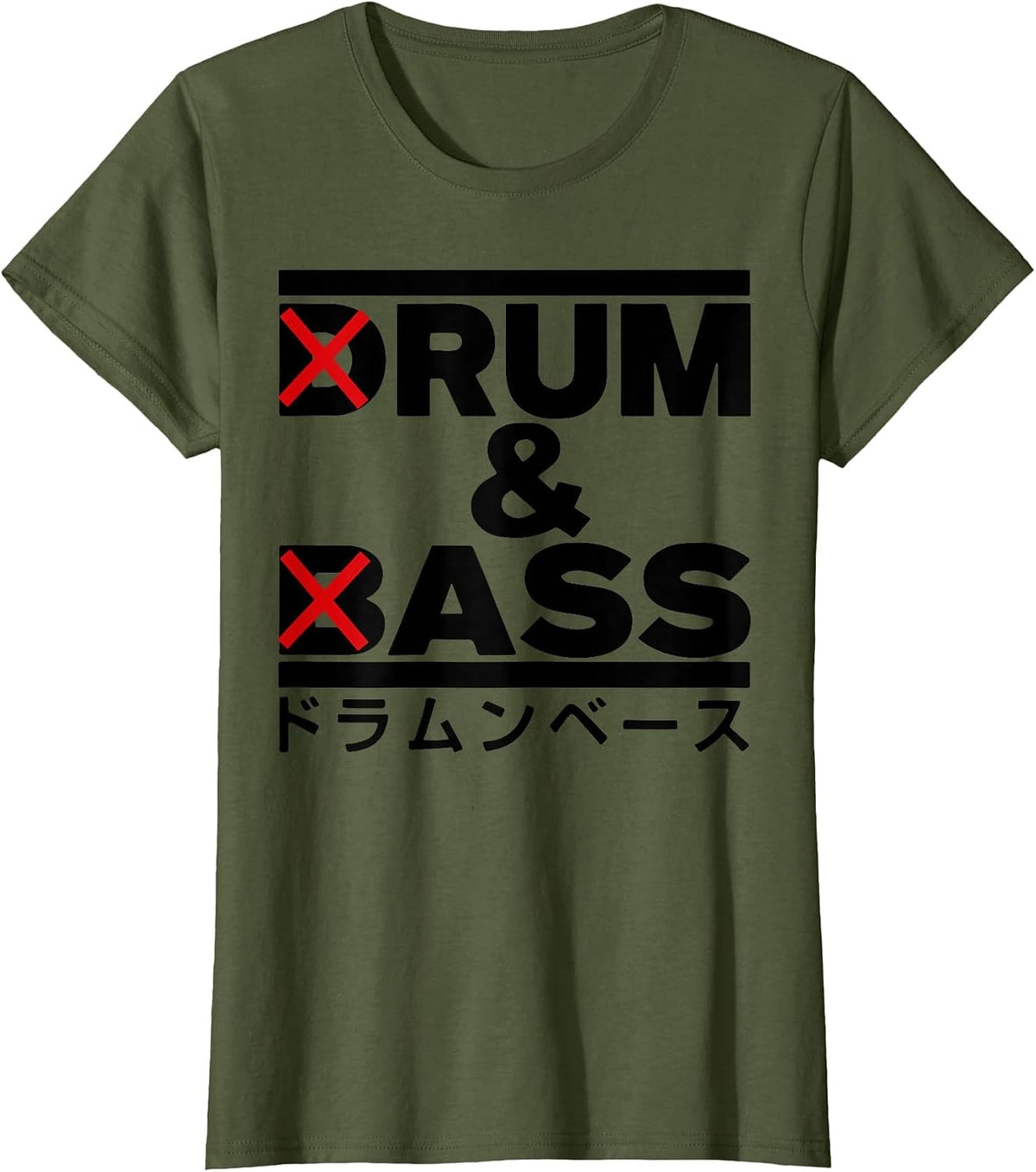 Rum and Ass Funny Drum and Bass T-Shirt - Olive Green