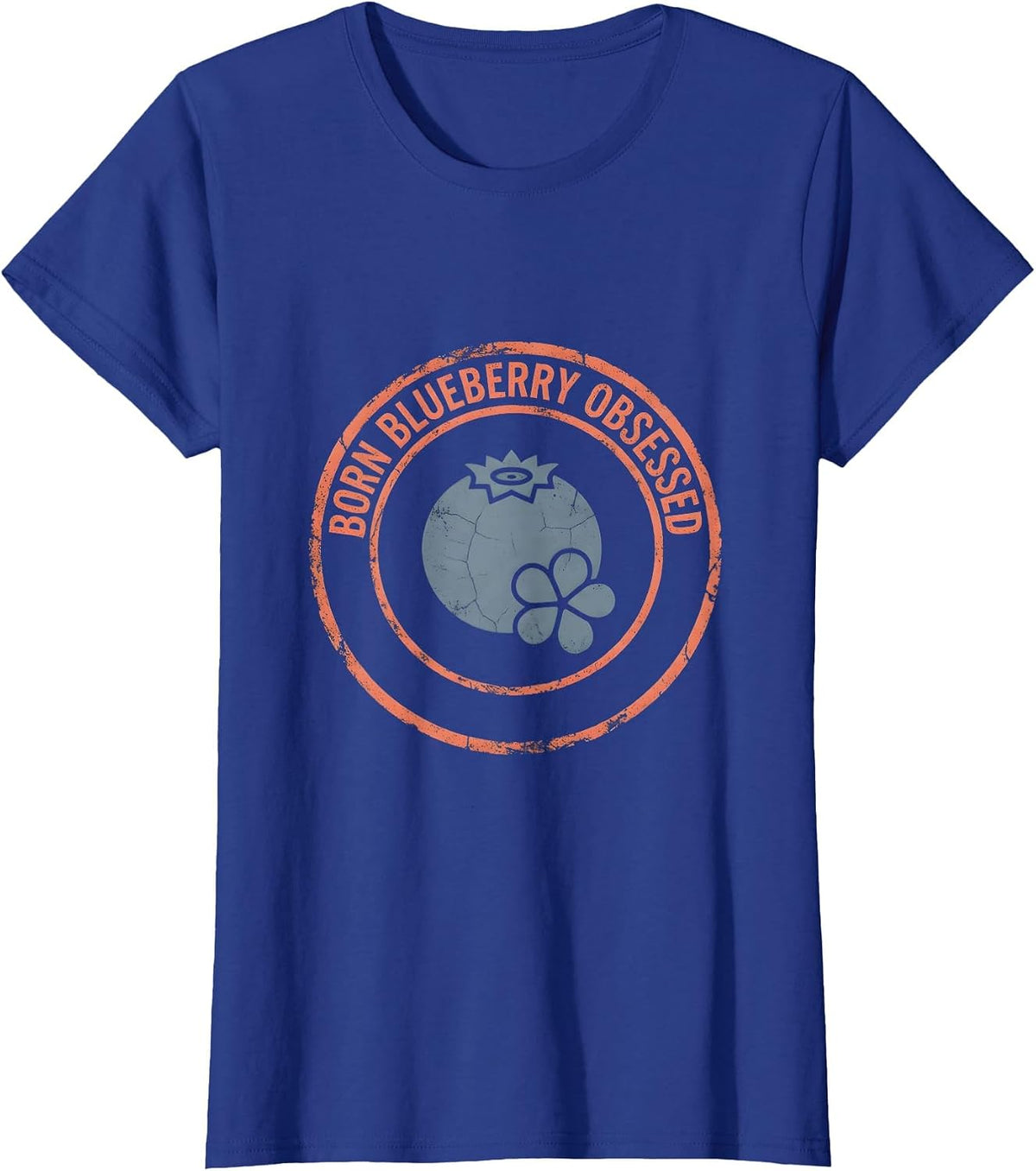 Women's Born Blueberry Obsessed Red White Blue Design T-Shirt - Royal Blue