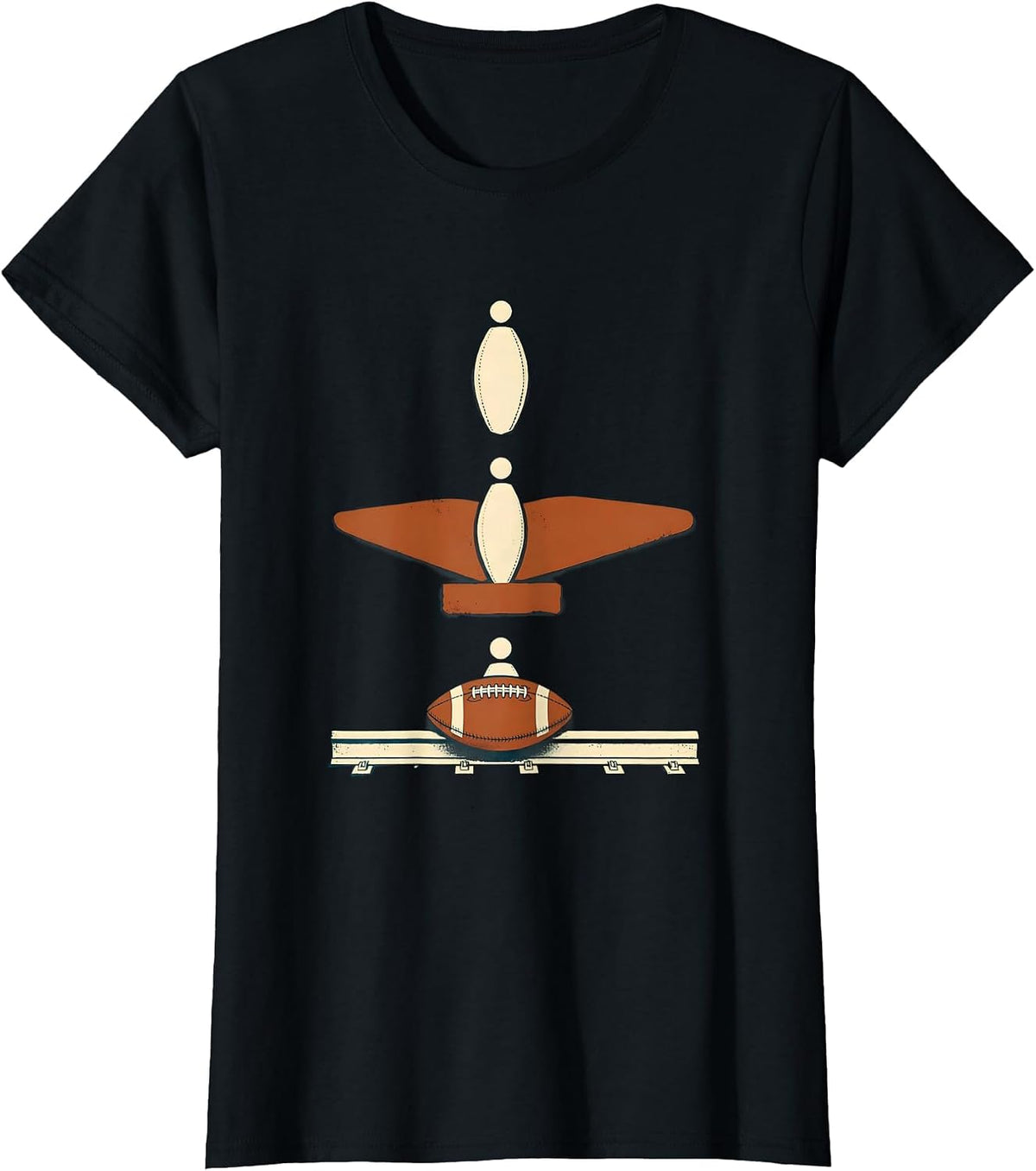 Geometric Lineman Pancake Disc Midcentury Modern Football T-Shirt - Black