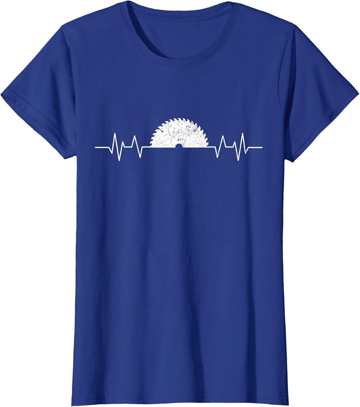 Saw Heartbeat Carpenters Woodworker Joinery Funny T-Shirt - Royal Blue