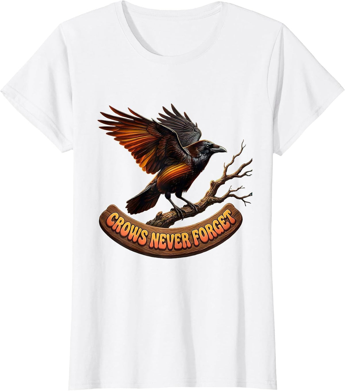 Crows Never Forget Intelligent Bird Design T-Shirt - White