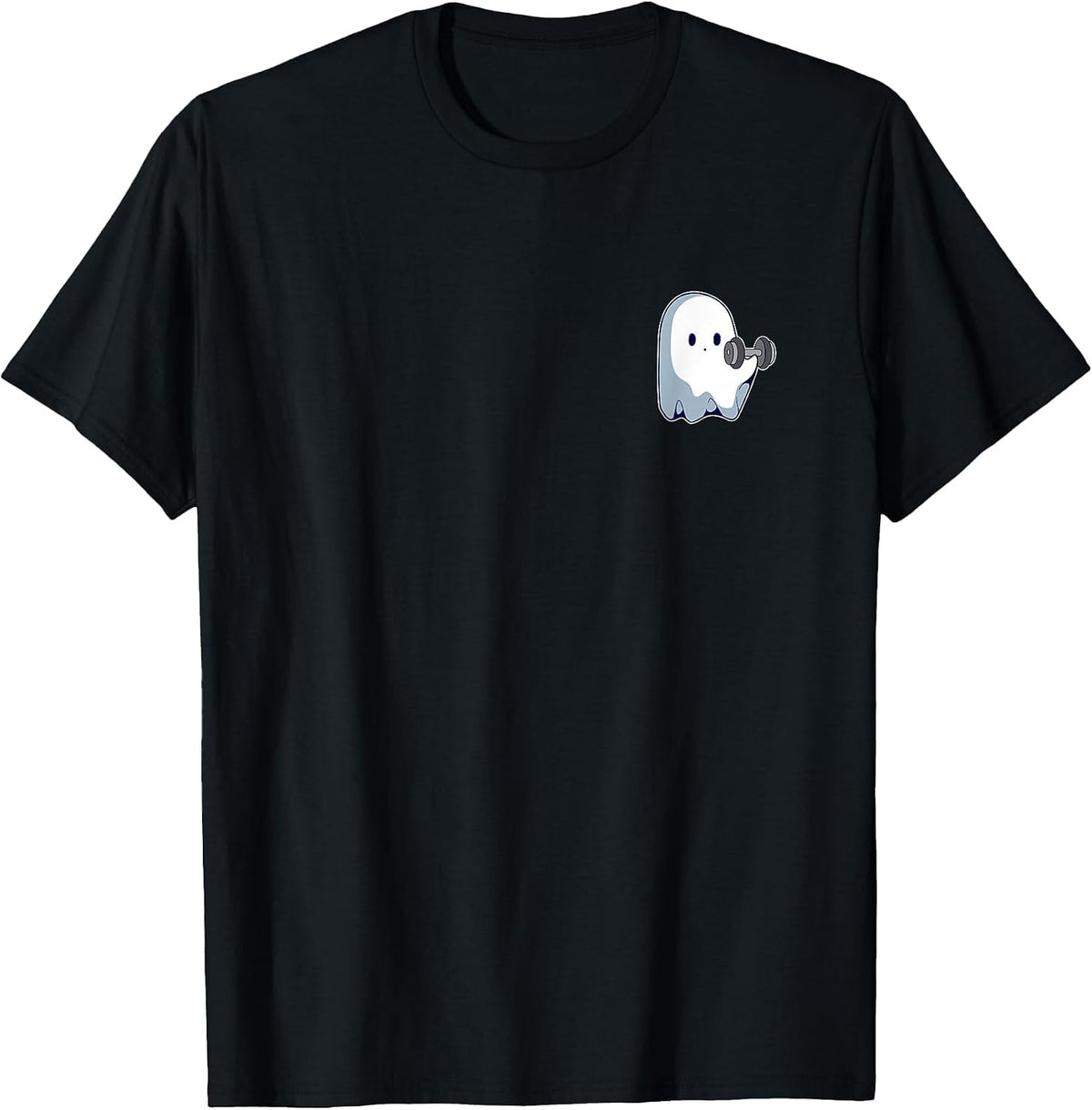 Ghost Weightlifting Pocket Funny Ghost Workout Halloween T-Shirt - Black