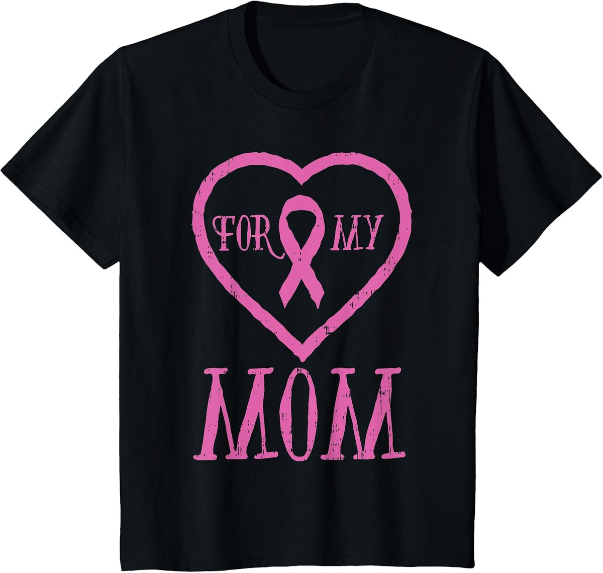 for My Mom Pink Ribbon Breast Cancer Awareness Support Kids T-Shirt - Black