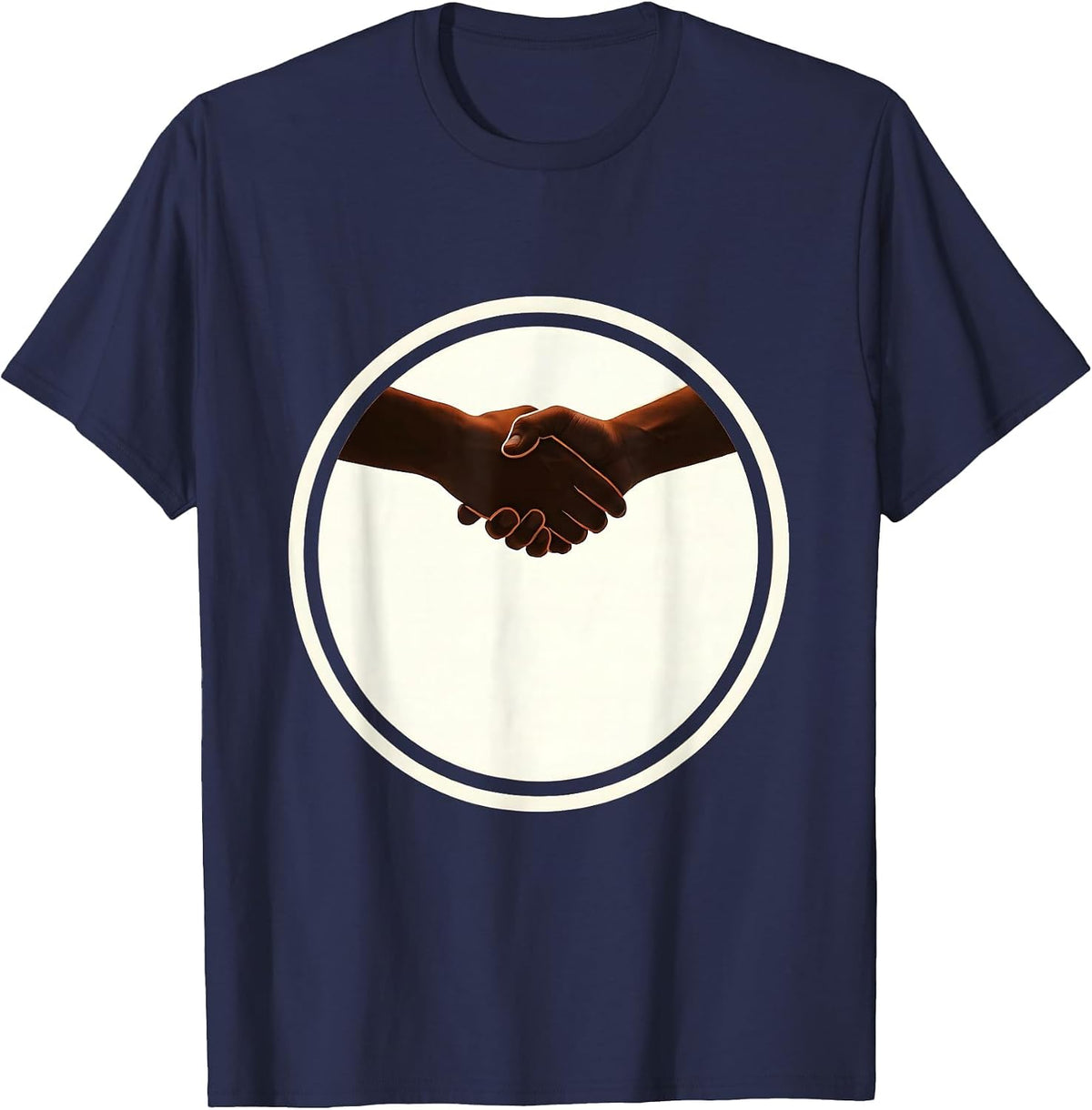 Human Rights Bridge of Clasped Hands Graphic T-Shirt - Navy Blue