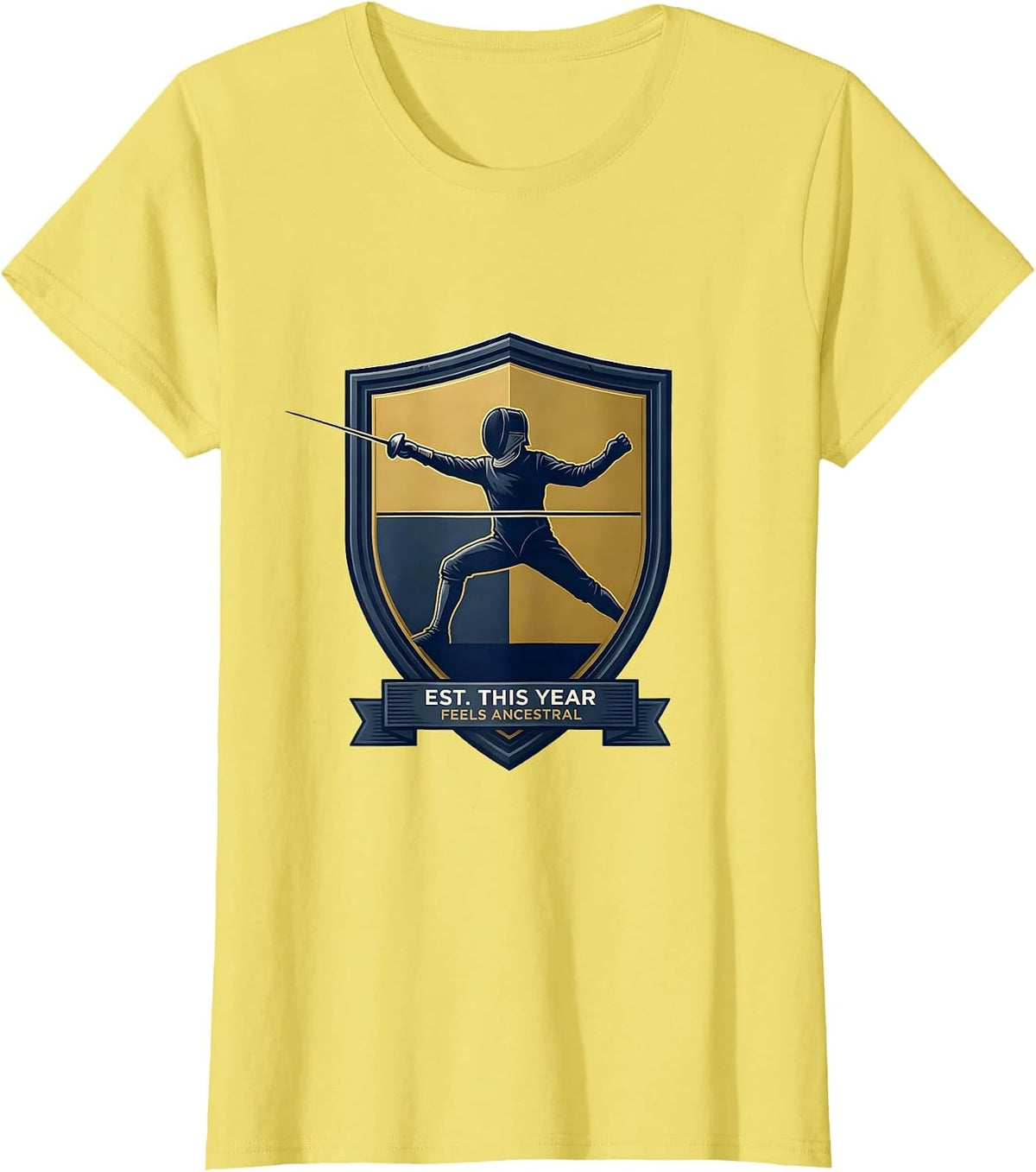 Est. This Year, Feels Ancestral Funny Fencing Sport Fan T-Shirt - Lemon Yellow