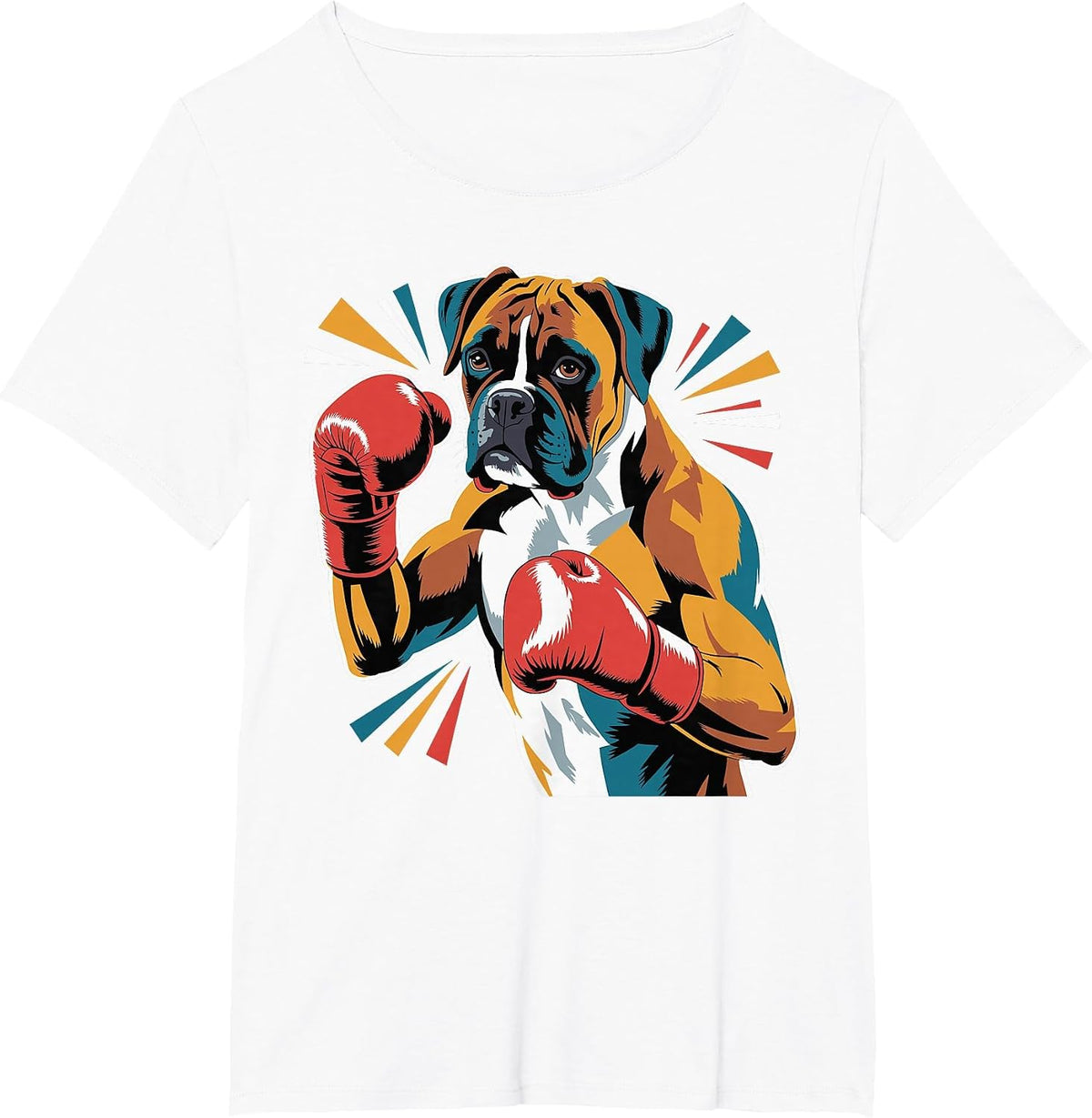 Colorful Funny Boxing Dog Lovers Kickboxing Boxer Training T-Shirt - White
