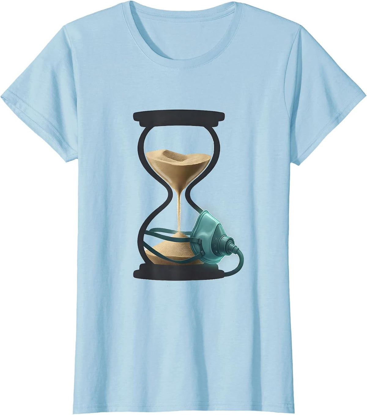 Hourglass Oxygen Mask EMT Paramedic Workplace Humor T-Shirt - Baby Blue