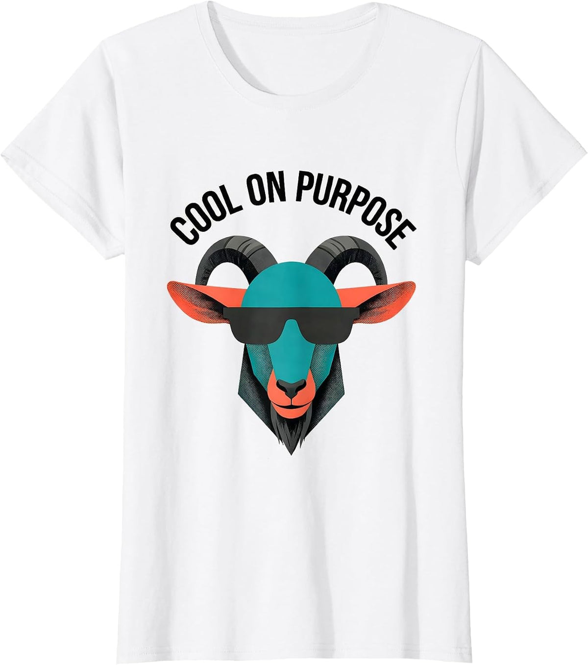 Women's Cool On Purpose Midcentury Modern Goat With Sunglasses Humor T-Shirt - White