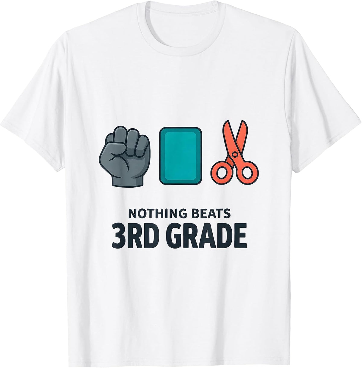Men's Nothing Beats 3rd Grade Back to School Rock Paper Scissors T-Shirt - White
