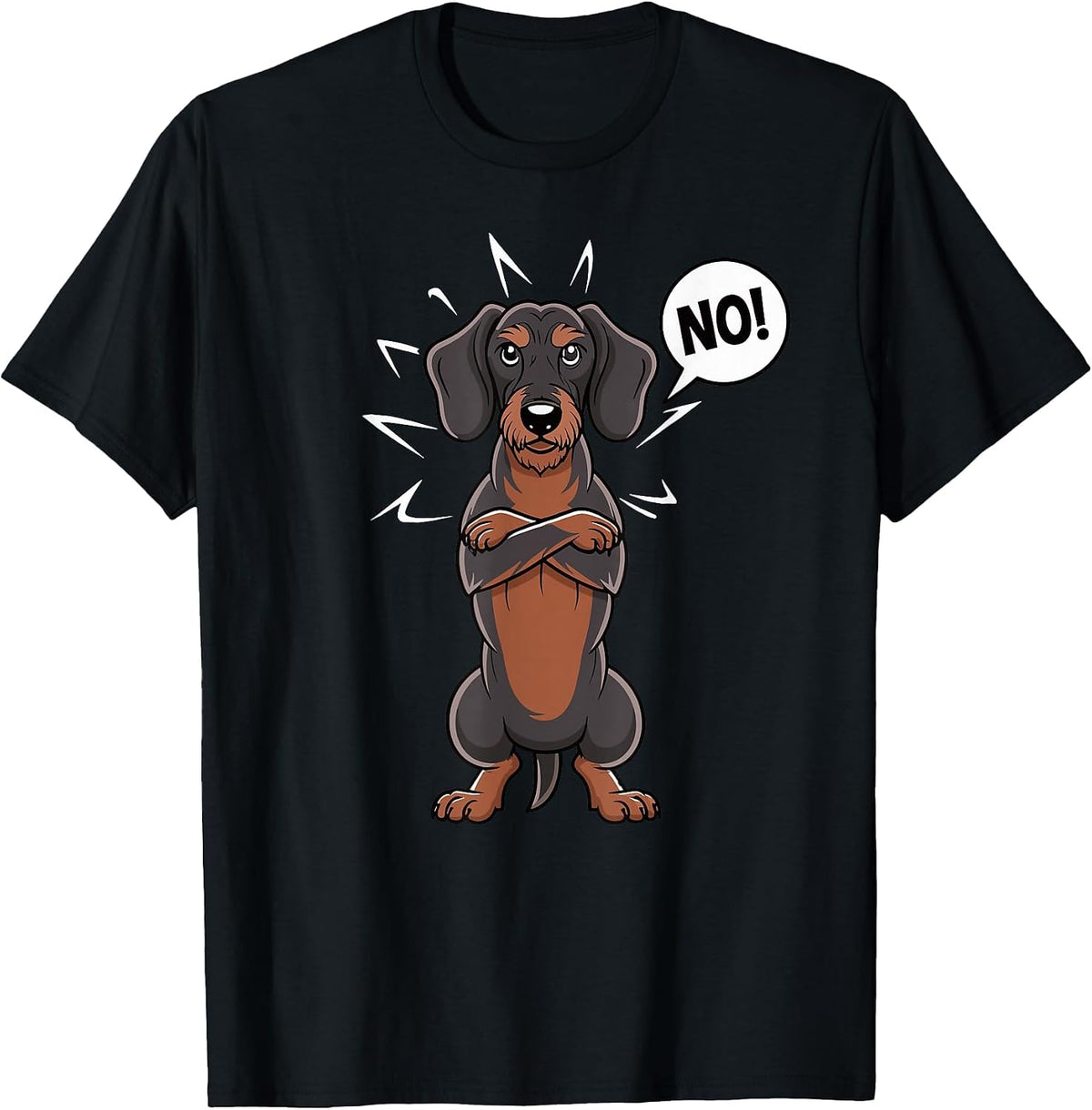 Stubborn Wirehaired Dachshund NO Teckel Dog Hunting Funny T-Shirt - Black