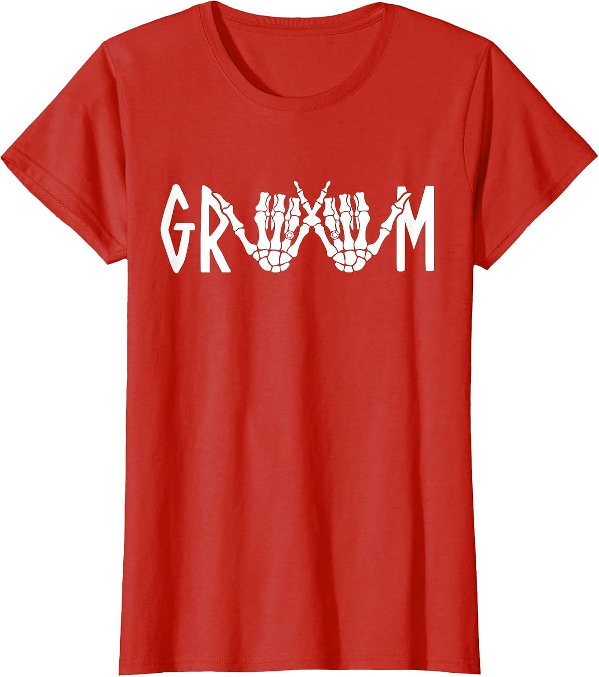 Groom Bride Skeleton Gothic Wedding Engagement Halloween T-Shirt - Red