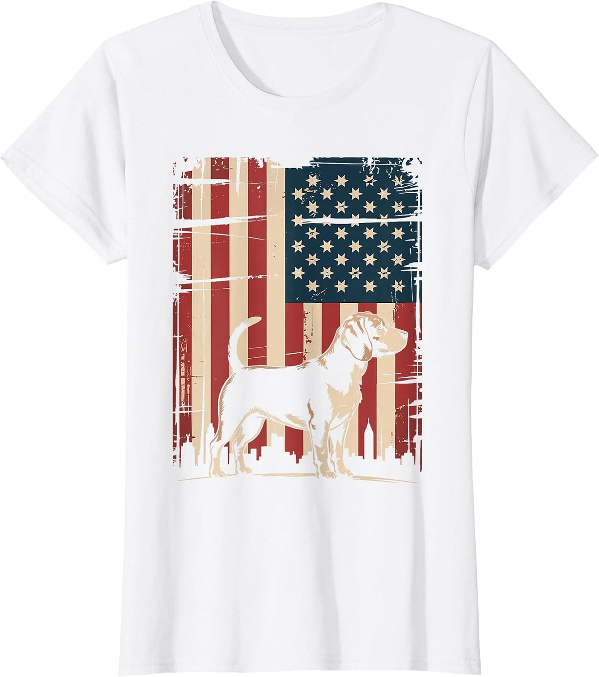 Beagle 4th of July American Flag Patriotic USA Flag T-Shirt - White