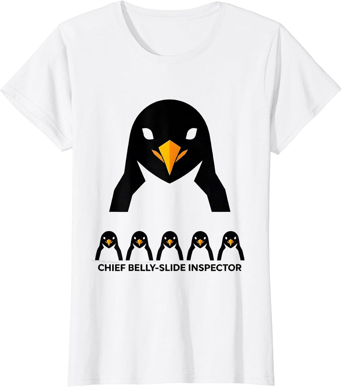 Chief Belly-Slide Inspector Funny Penguin Animal Lover T-Shirt - White
