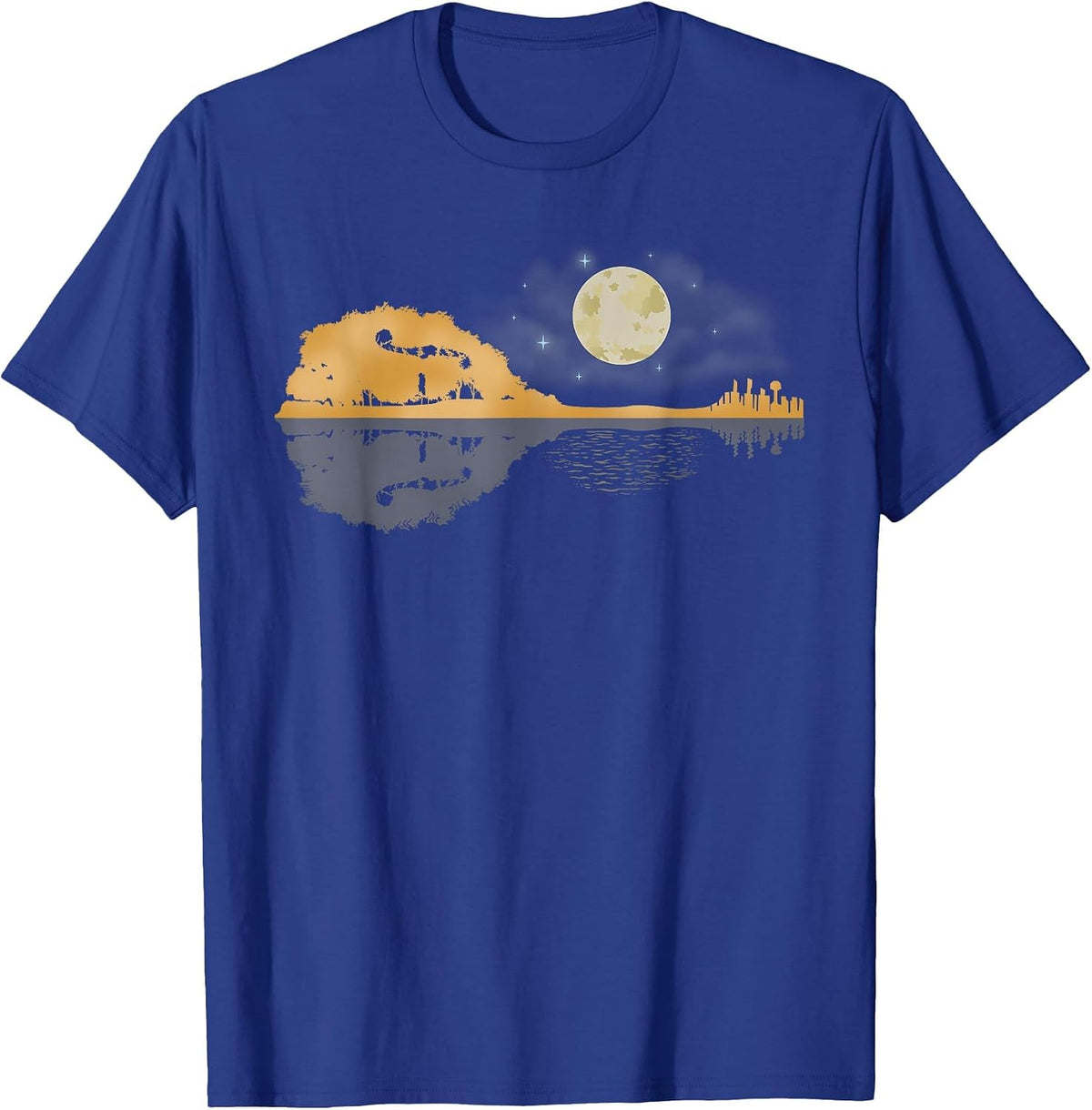 Mandolin Shirt Men Country Music Tshirt Moon Bluegrass T-Shirt - Royal Blue