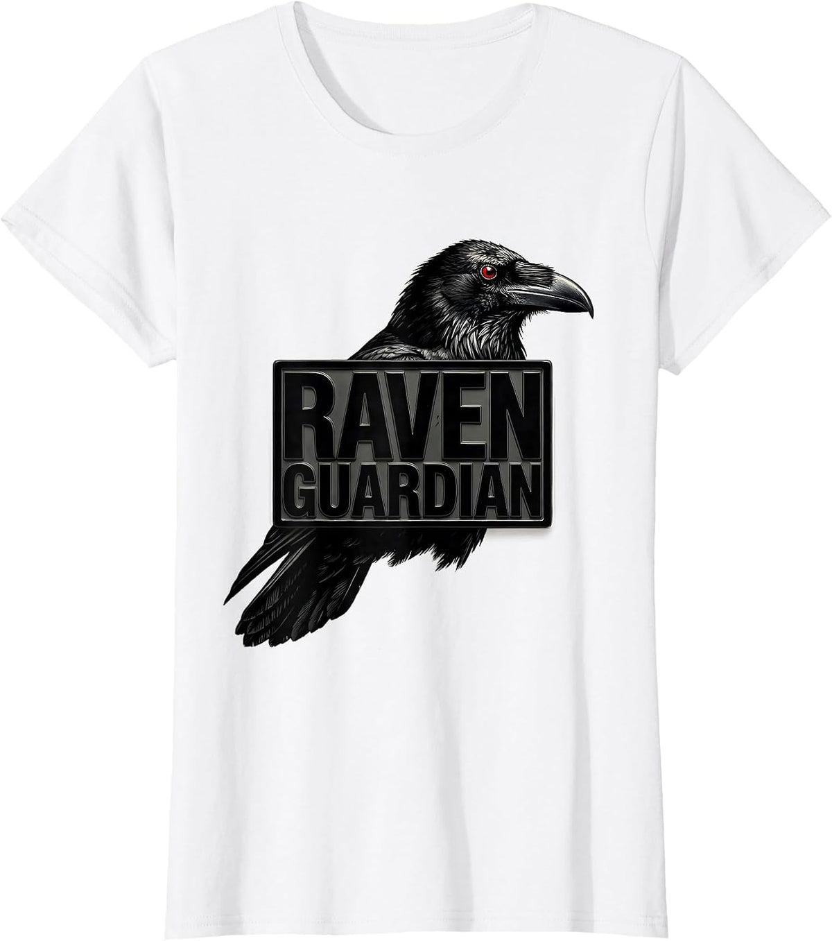 Women's Raven Guardian Gothic Nature Bird Lover Dark Whimsical Art T-Shirt - White