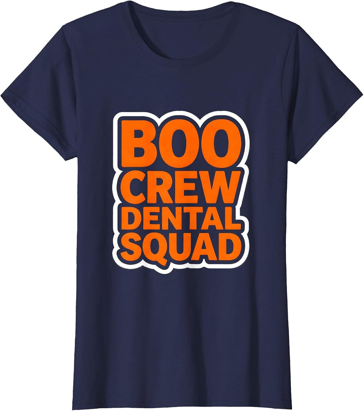 Women's Boo Crew Dental Squad Halloween Design T-Shirt - Navy Blue