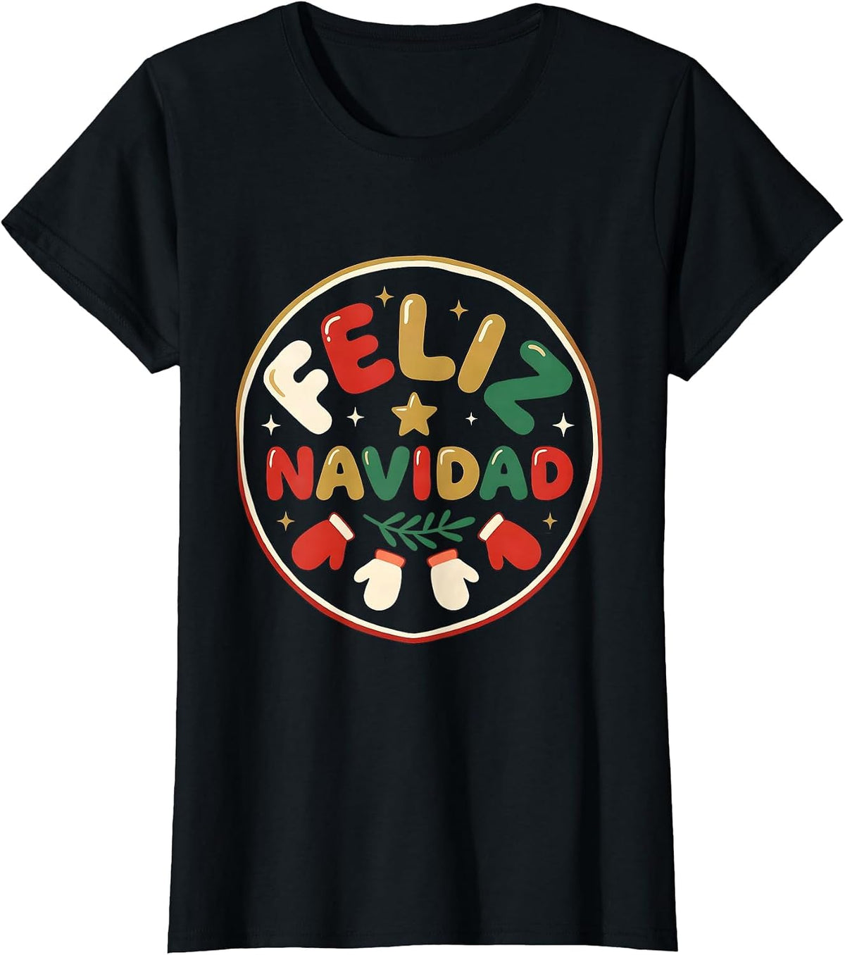 Women's Feliz Navidad Family Matching Spanish Mexican Christmas T-Shirt - Black