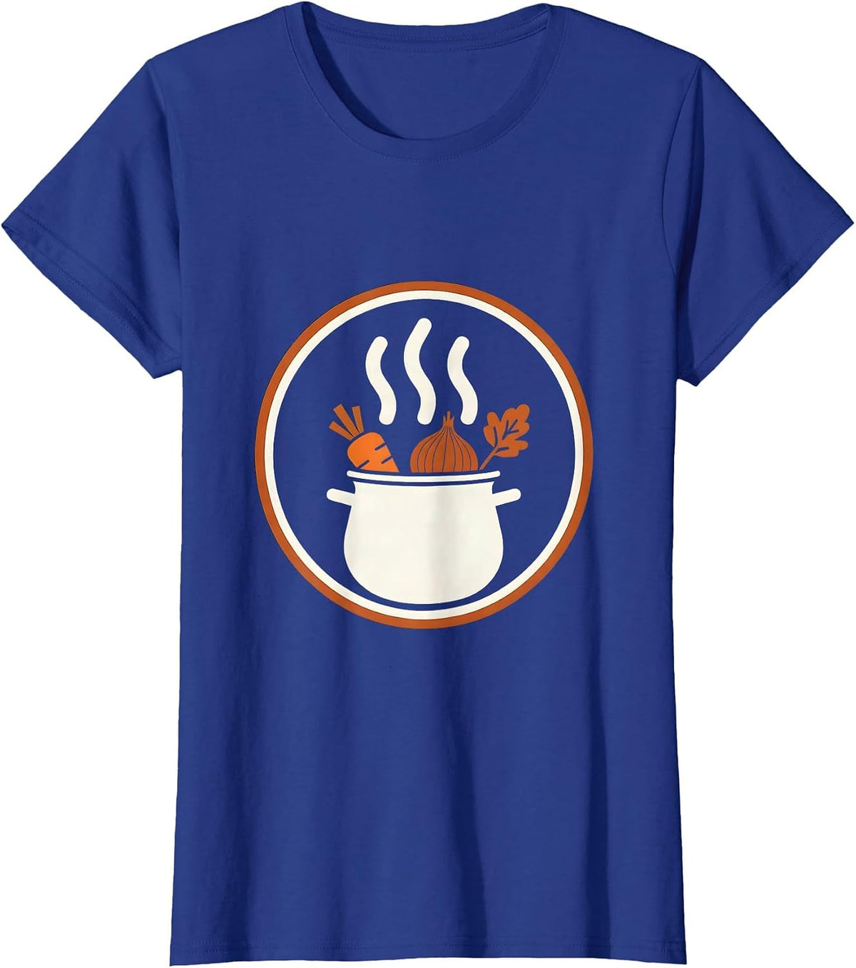 Women's Chef's Bubbling Pot Overflowing Vegetables Graphic T-Shirt - Royal Blue