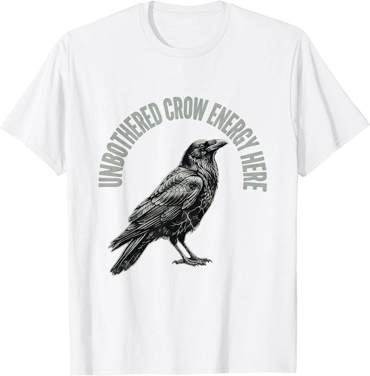 Men's Unbothered Crow Energy Attitude Design T-Shirt - White