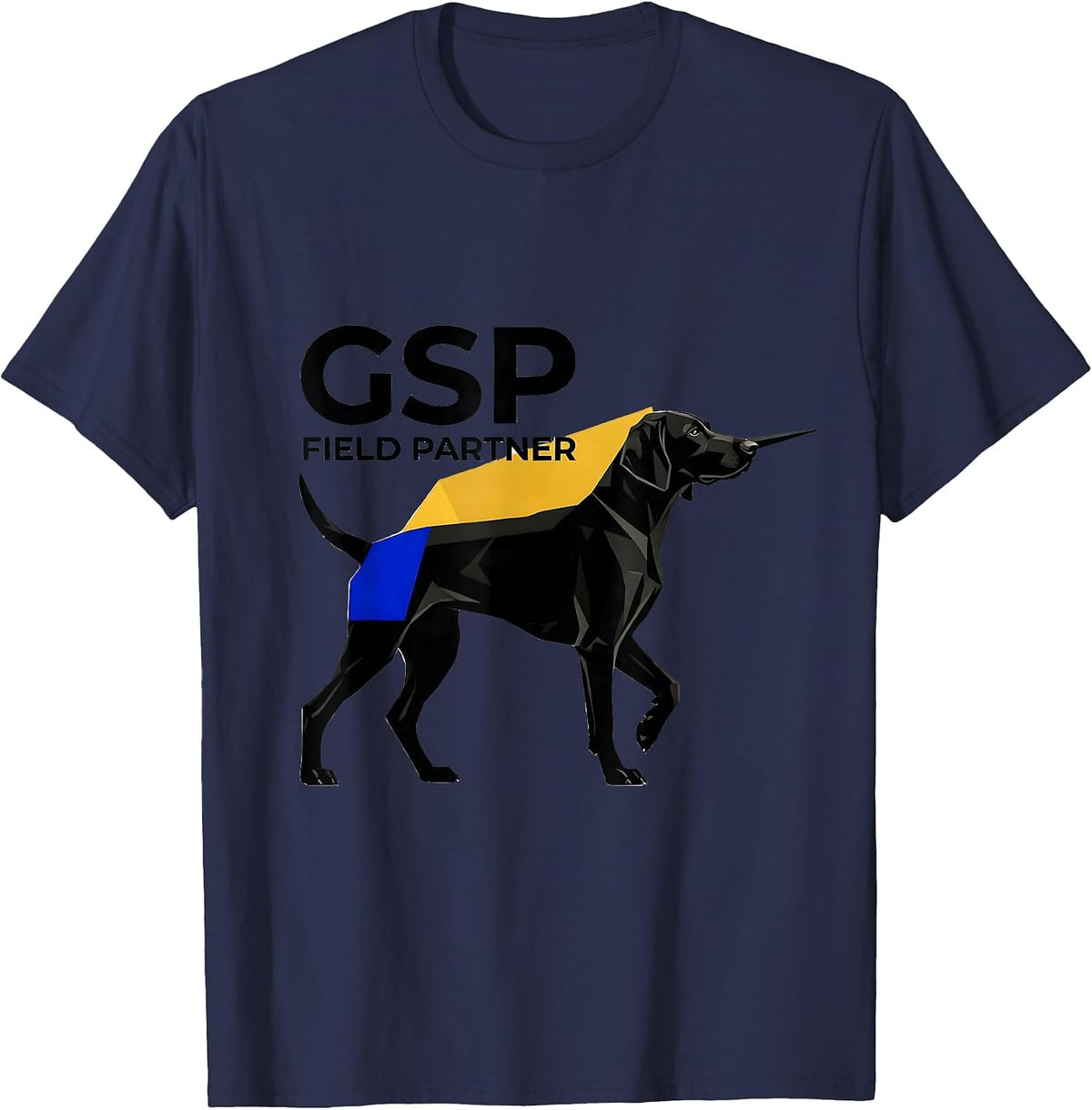 GSP Field Partner Geometric German Shorthaired Pointer Dog T-Shirt - Navy Blue