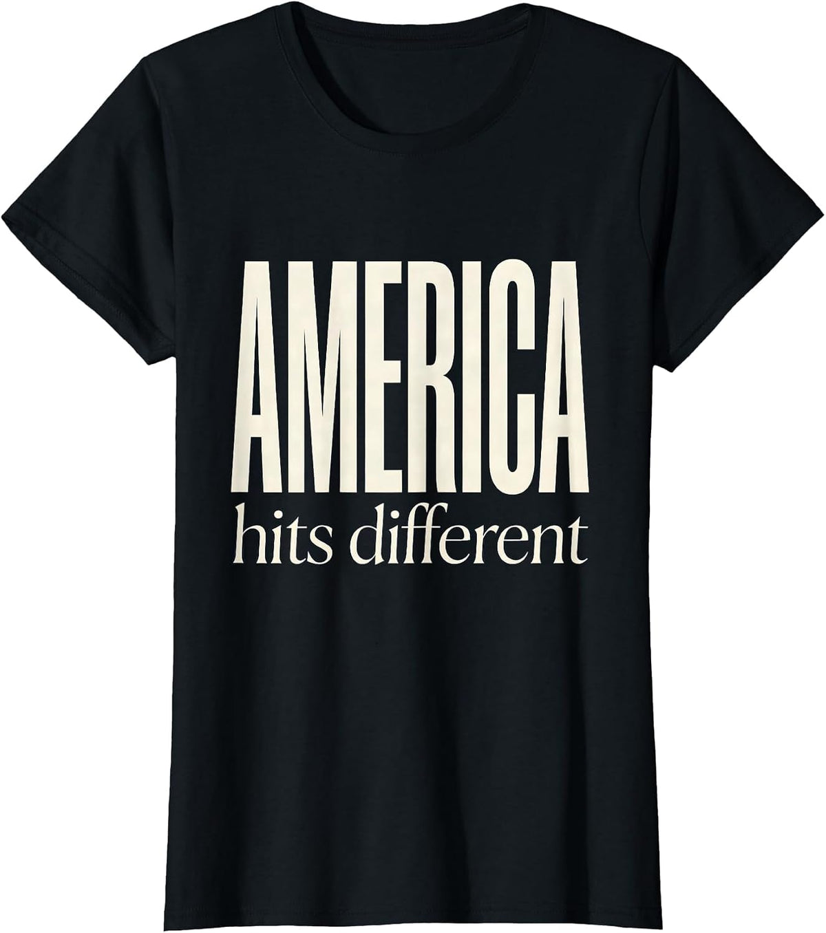 America Hits Different Patriotic Graphic Design T-Shirt - Black