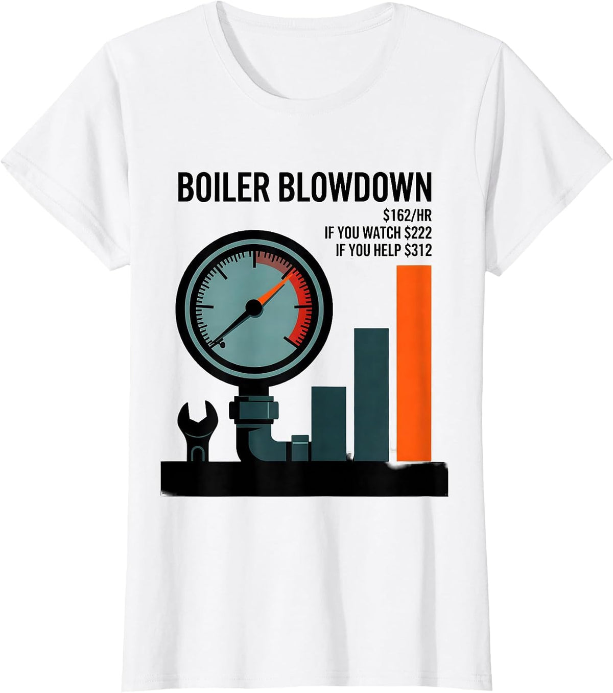Boiler Blowdown Funny Plumber Hourly Rate Trade Humor T-Shirt - White