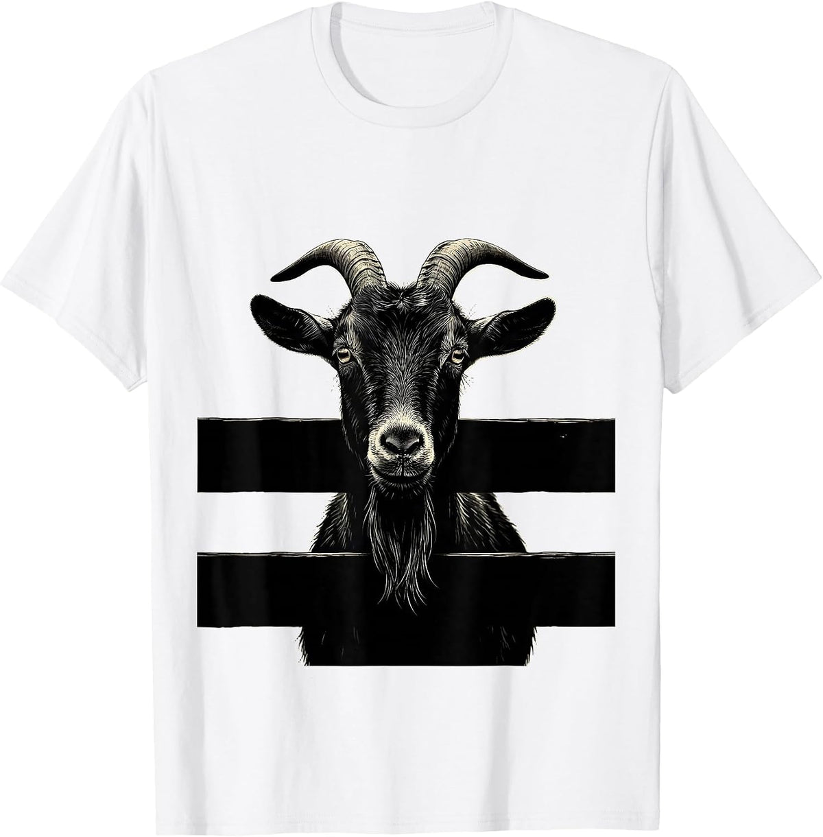 Men's Curious Goat Peering Over Wooden Fence T-Shirt - White