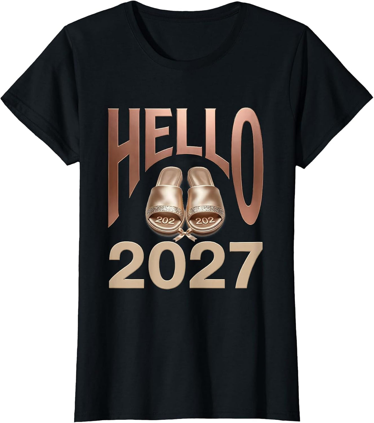 Hello, 2027 Playful Festive New Year's Eve Party Top T-Shirt - Black