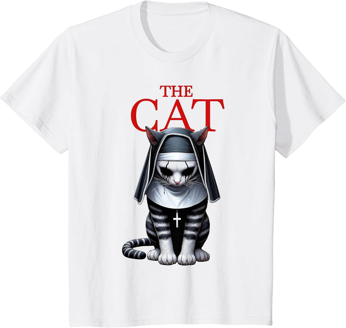 The Cat Horror Cat Halloween Scary Funny T-Shirt - White