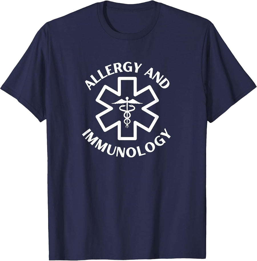 Allergy and Immunology Doctor Nurse Medical Caduceus T-Shirt - Navy Blue