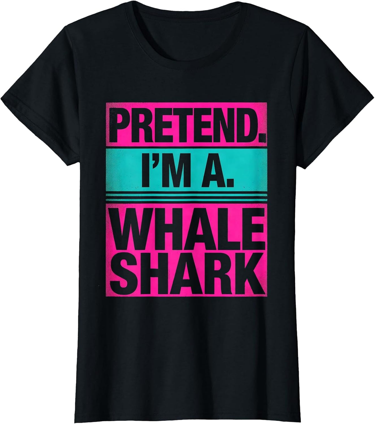 Pretend I'm A Whale Shark Risograph Lazy Halloween Costume T-Shirt - Black