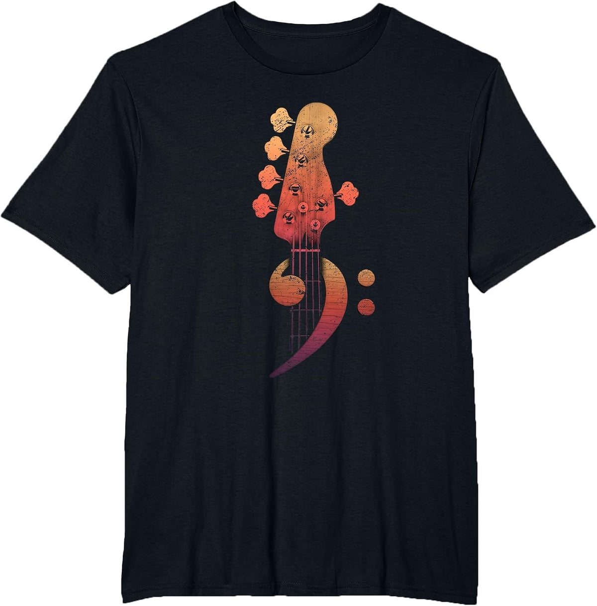 Five String Bass Guitar Bass Clef for Bassist T-Shirt - Black