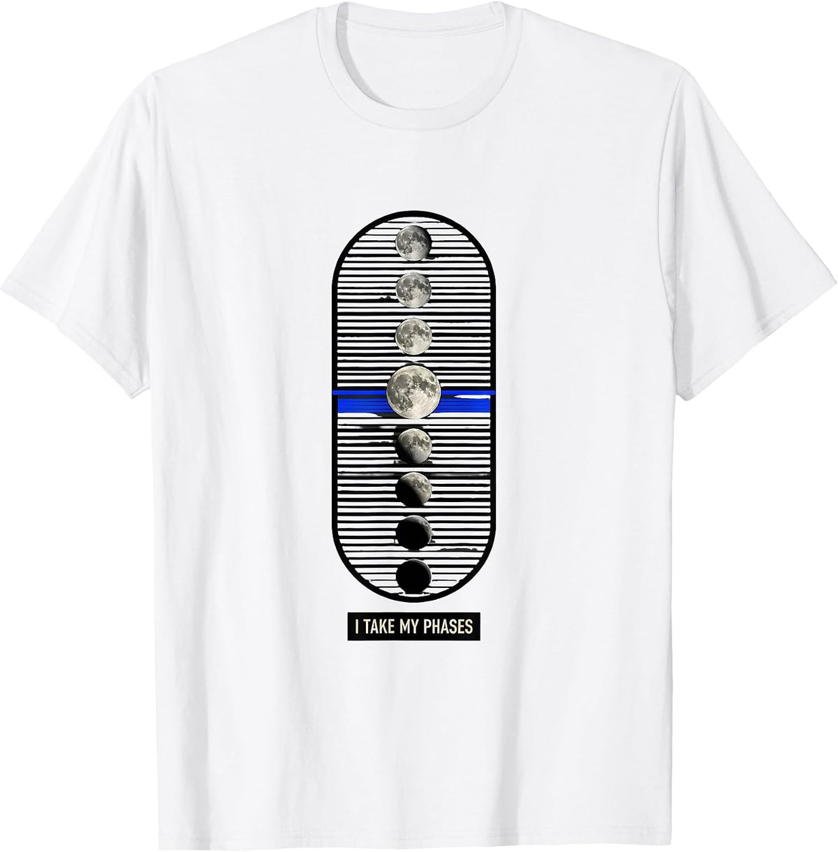 Men's I Take My Phases Disrupted Stripe Celestial Astrology T-Shirt - White