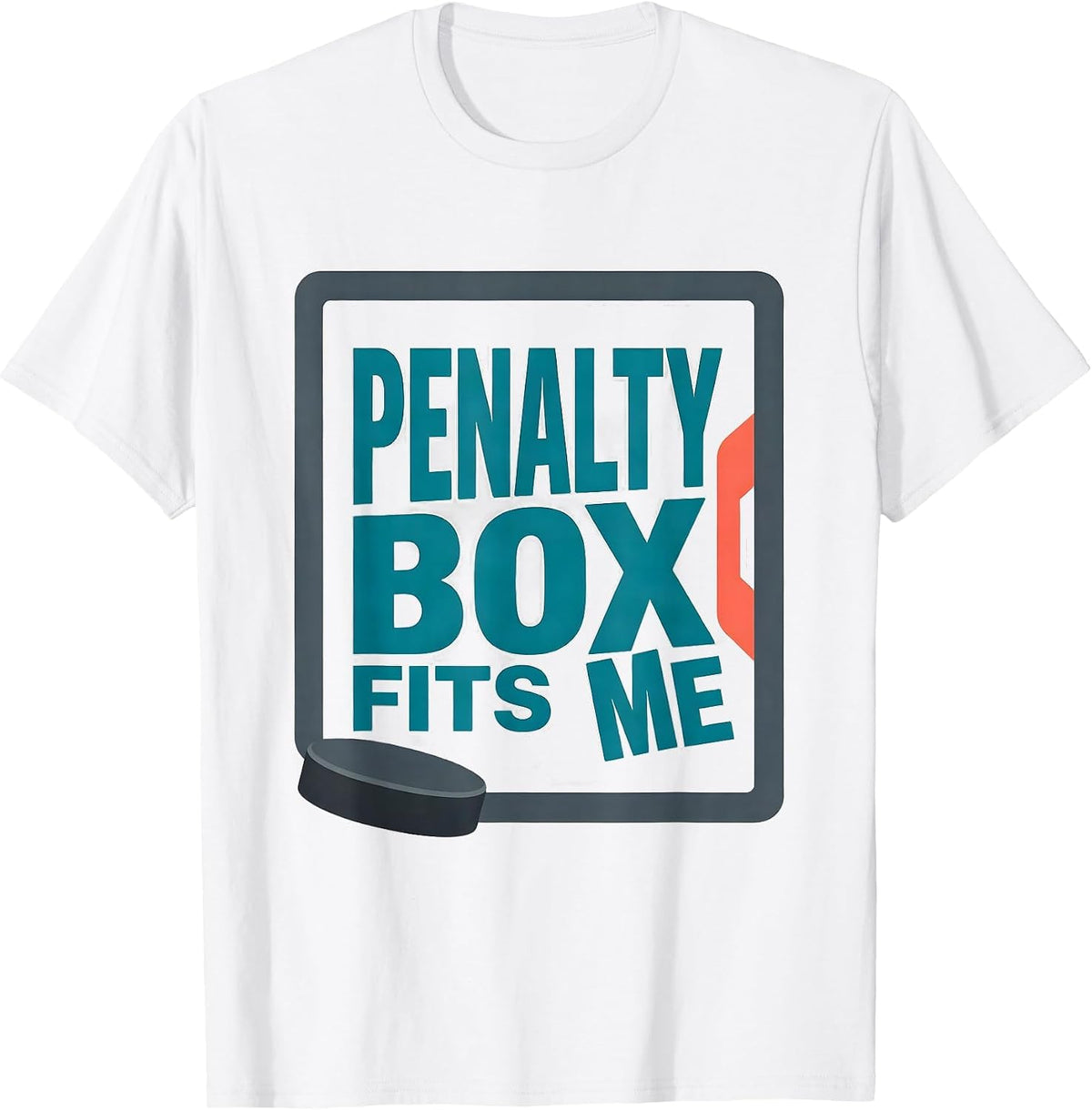 Men's Penalty Box Fits Me Funny Ice Hockey Player Fan Humor T-Shirt - White
