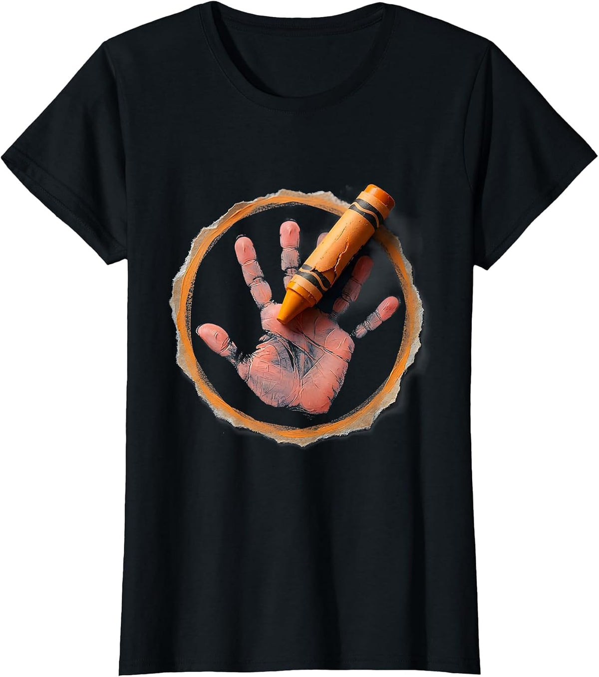 Women's Broken Crayons Still Color Handprint Art T-Shirt - Black
