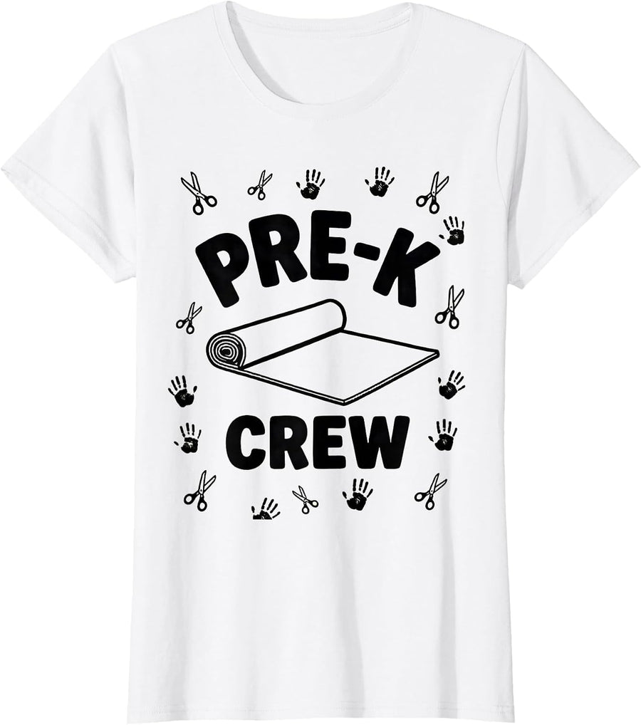Women's Pre-K Crew Funny Preschool Teacher Humor Gift for Students T-Shirt - White