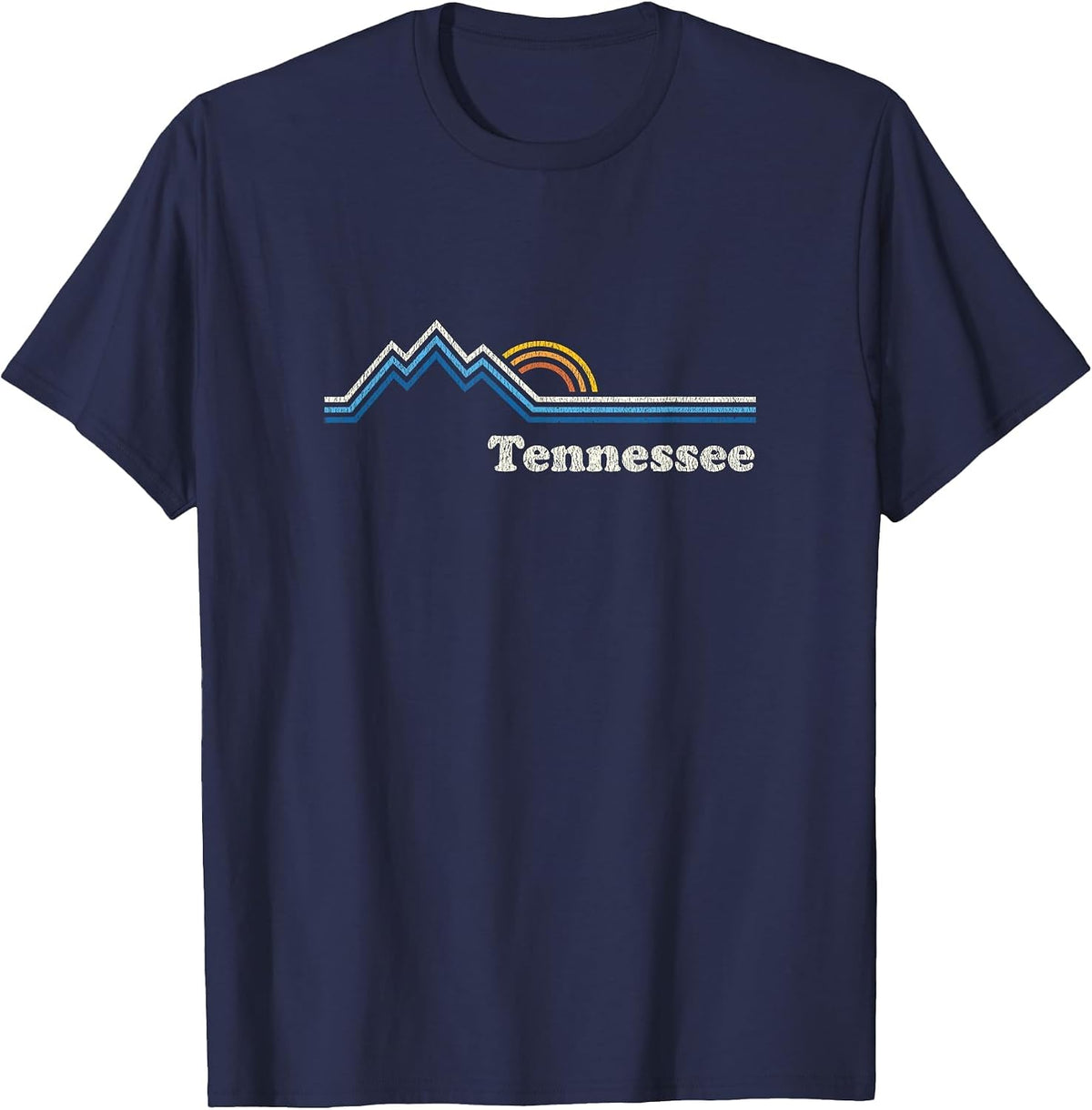 Retro Tennessee TN T Shirt Vintage Sunrise Mountains Tee T-Shirt - Navy Blue