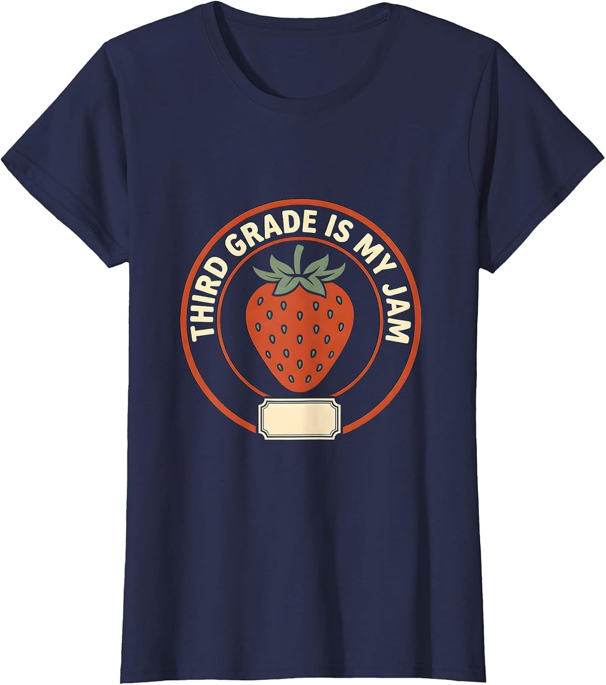 Women's Third Grade Is My Jam Strawberry Teacher Back To School T-Shirt - Navy Blue