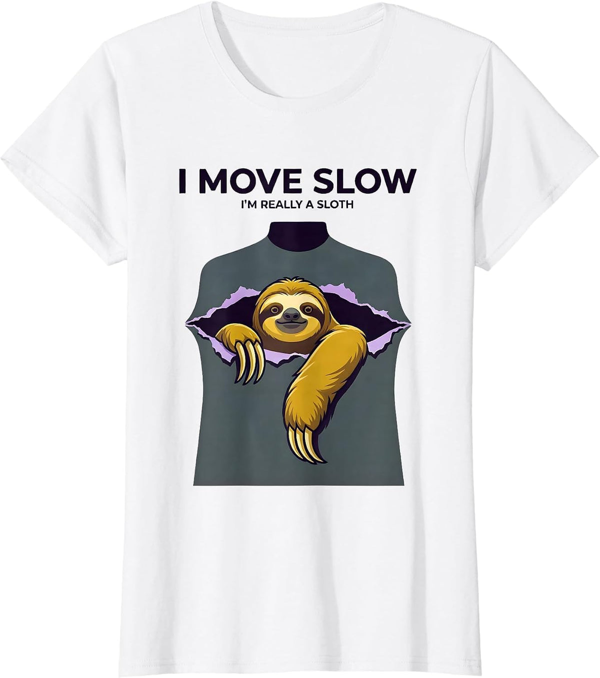 I Move Slow; I'm Really A Sloth Funny Halloween Costume T-Shirt - White