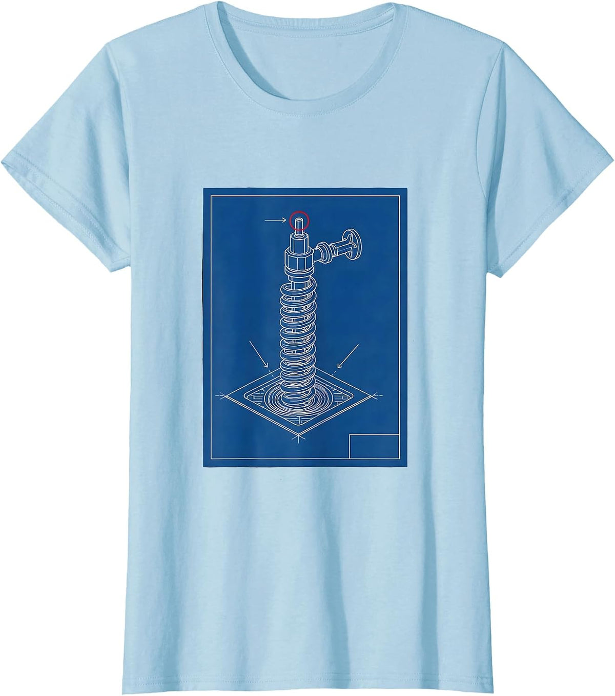 Plumber Drain Auger Technical Blueprint Funny Pipefitter T-Shirt - Baby Blue