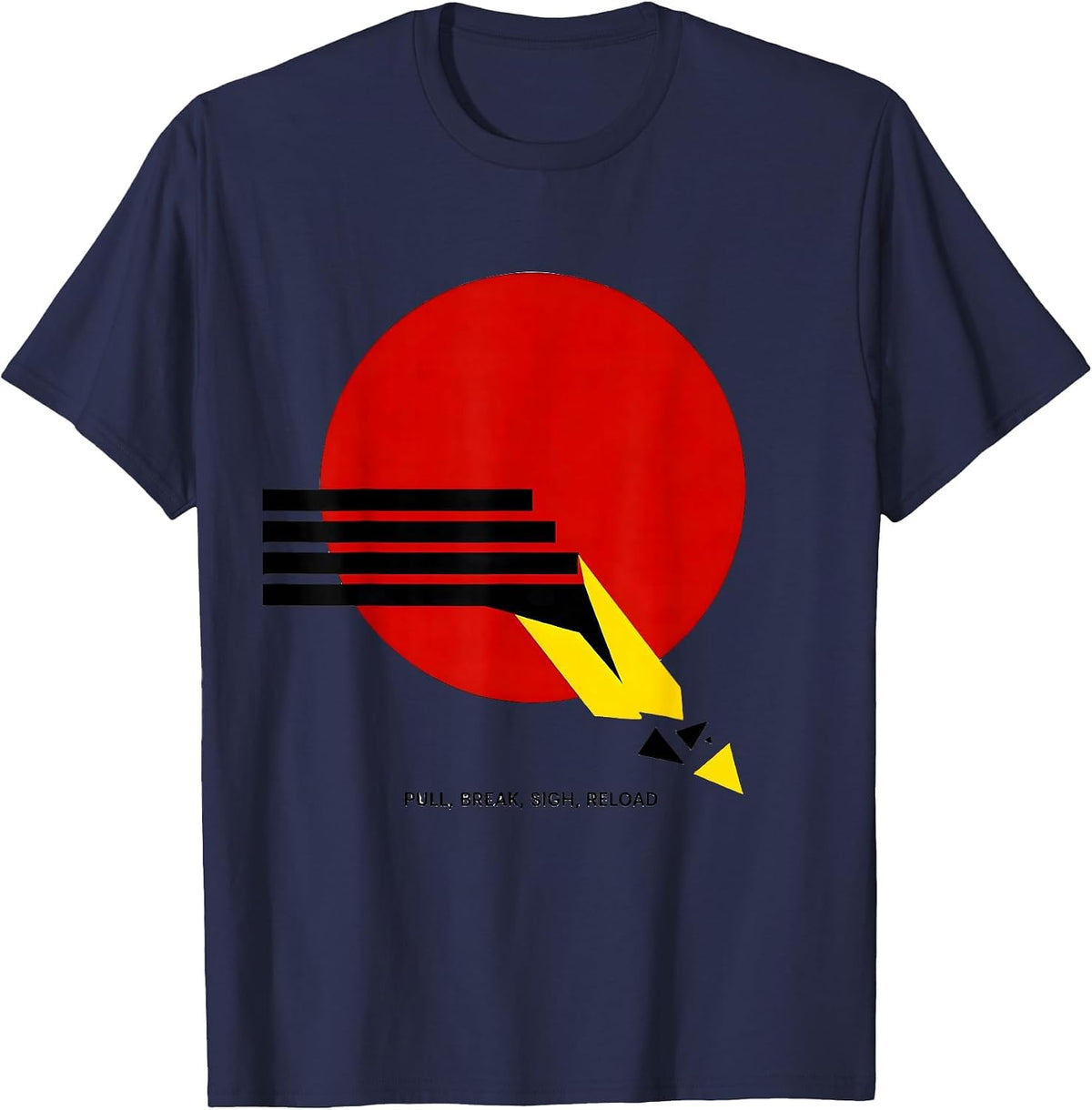 Pull Break Sigh Reload Bauhaus Modern Trap Skeet Shooting T-Shirt - Navy Blue
