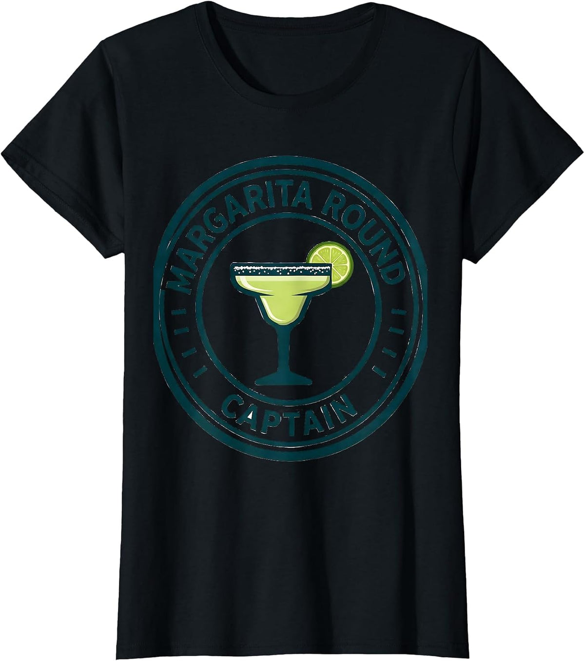 Margarita Round Captain Funny Cocktail Humor Drinking Lover T-Shirt - Black