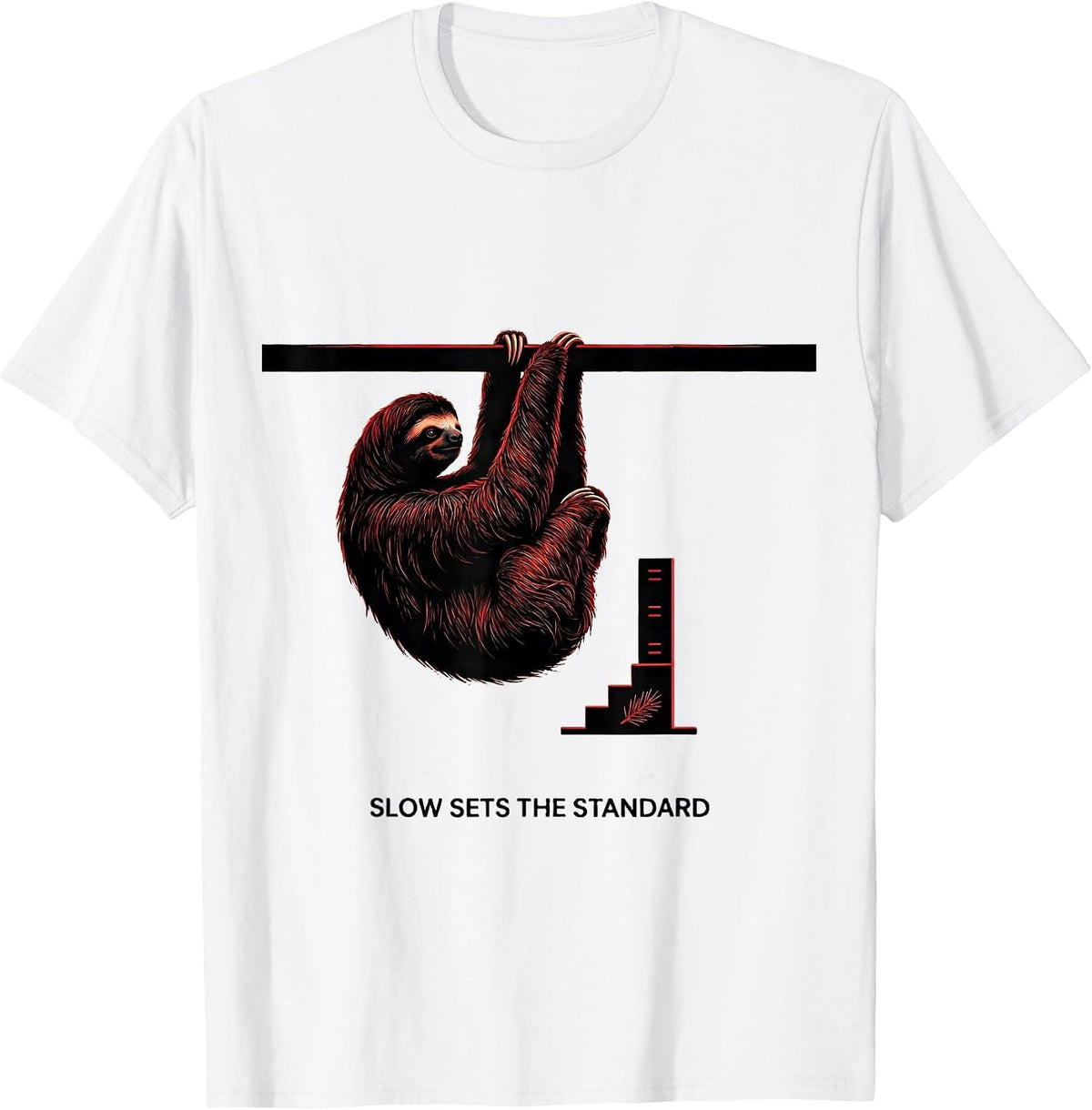 Men's Slow Sets The Standard Funny Sloth Lover Ugly Christmas T-Shirt - White